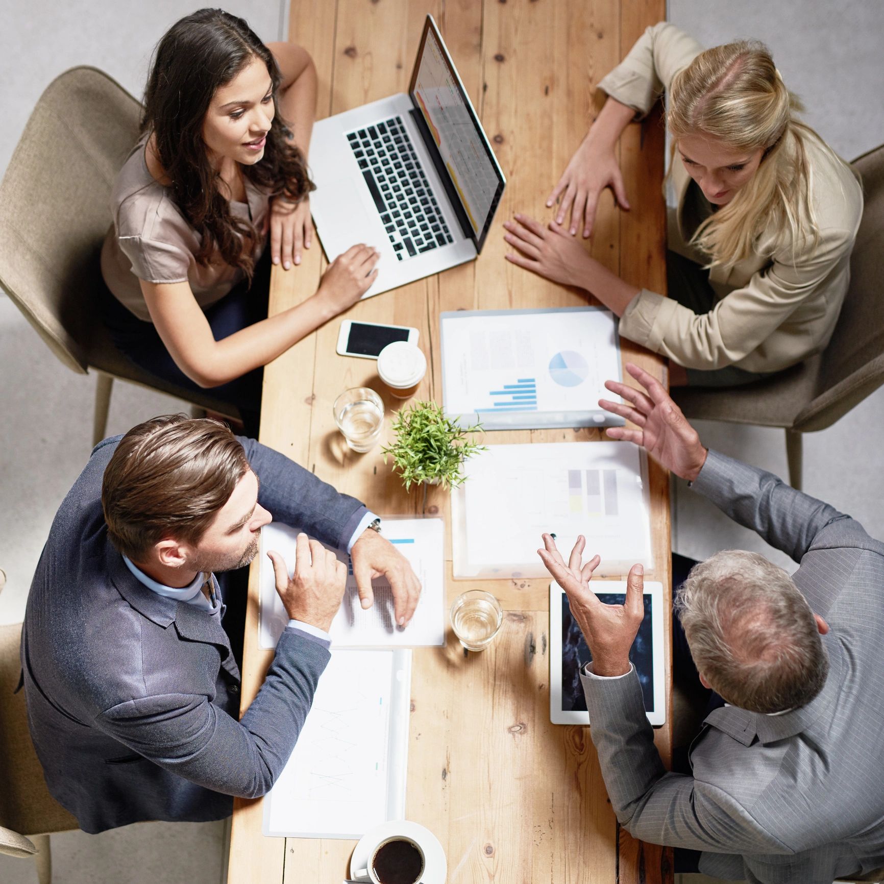 Colleagues collaborating in a modern office